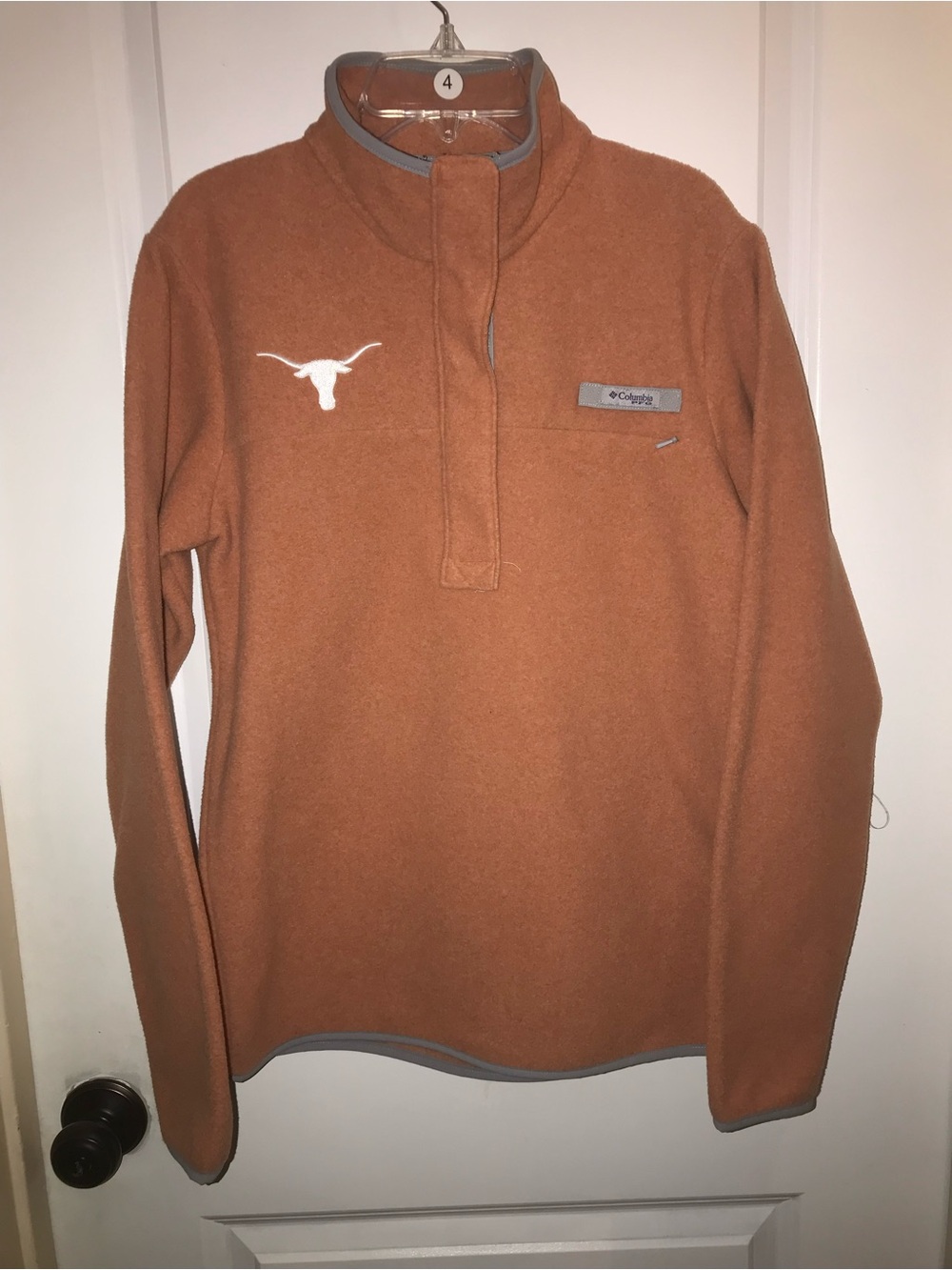 Columbia Texas long horns Women Harborside Peach Fleece Pullover Half Zip